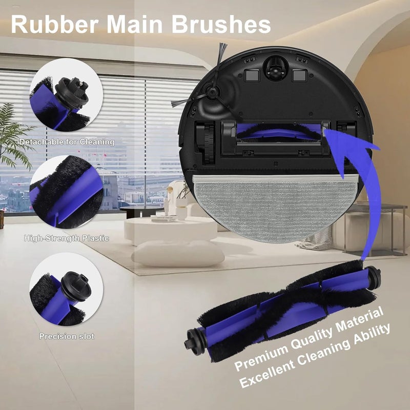 Feilifan طقم ملحقات 13 قطعة لمكنسة Eufy RoboVac X8 / X8 Hybrid الروبوتية، قطع غيار فرشاة رئيسية، فرشاة جانبية، فلتر، وسادات مسح - Image 2