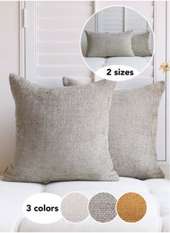 a moment Light Gray Chenille Cushion Cover Throw Pillow Covers Pack of 2 Modern Decorative Throw Pillow Covers Farmhouse Cross Throw Pillow Covers  - Image 1