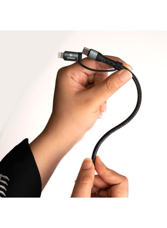 R-18 2-in-1 Charging Cable 1.2M | 100W Fast Charge | USB-C + USB-C/Lightning - Image 3