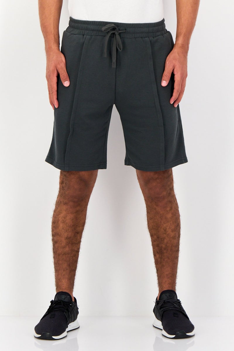 TapouT Men Textured Basic Shorts, Dark Olive - Image 1