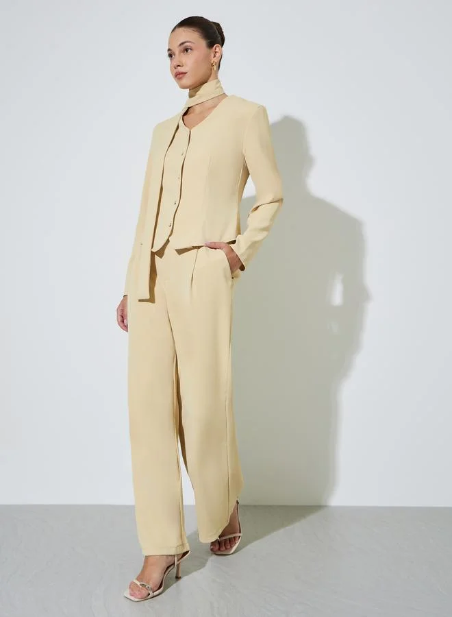 ستايلي Yellow Wide Leg Pants with Side Pocket