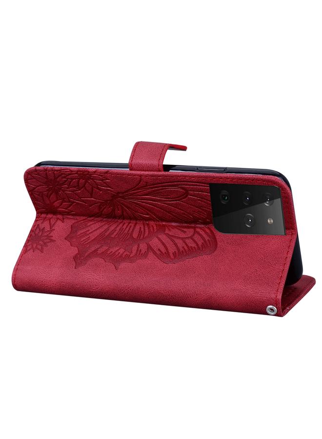 erorex Case For Samsung Galaxy S21 Ultra 5G Retro Skin Feel Butterflies Embossing Horizontal Flip Leather Case with Holder & Card Slots & Wallet - Image 5