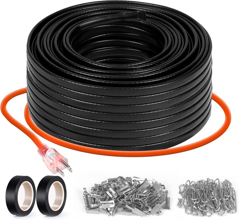 Rylpoint 3FT~200FT Heat Tape for Water Pipes, -40°F Deicing Heating Cable, Freeze Protected Water Pipe Heating Cable, Heated Water Hose, Plumbing Fixtures, 120V 5W/ft（100FT） - Image 1