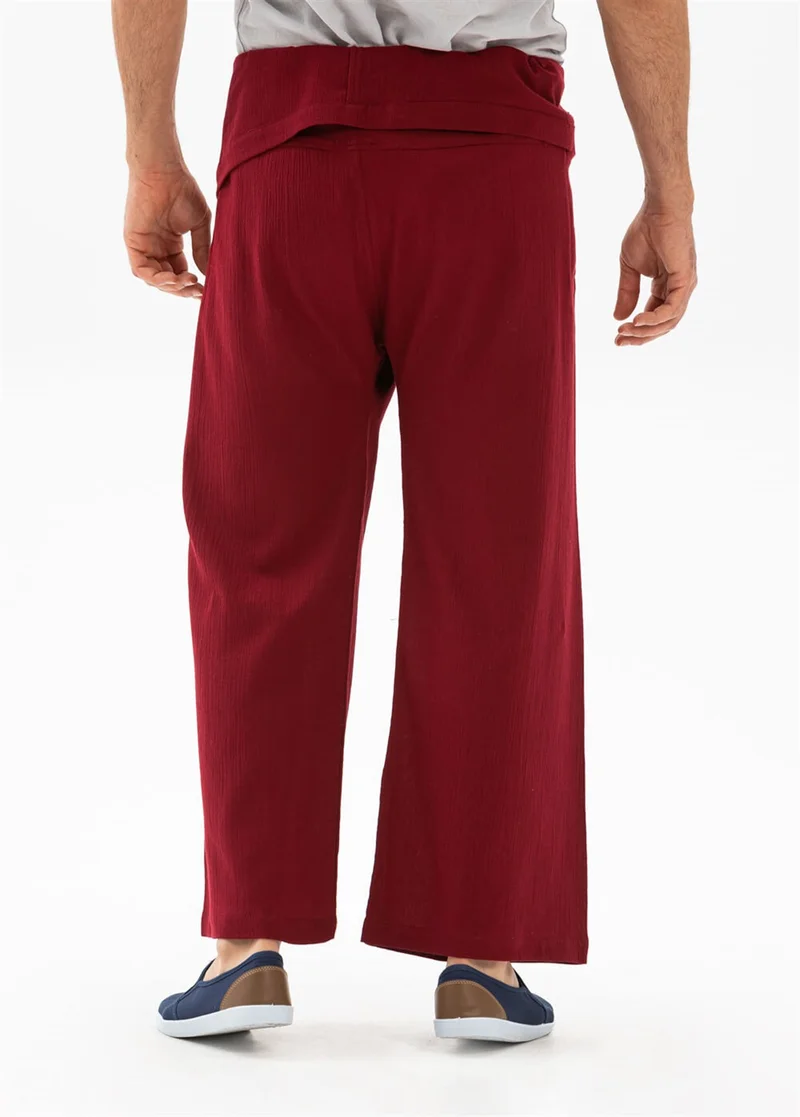 Eliş Şile Bezi Men's Sile Diaper Thai Fishing Trousers Claret Red Brd