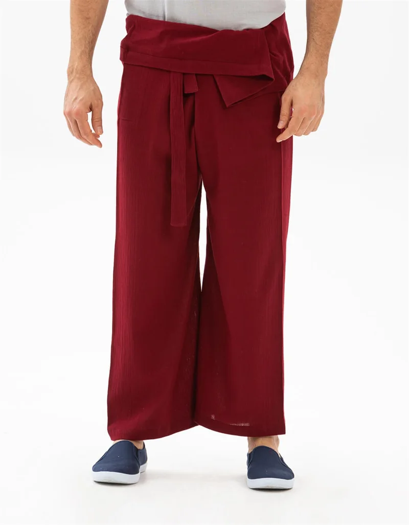 Eliş Şile Bezi Men's Sile Diaper Thai Fishing Trousers Claret Red Brd