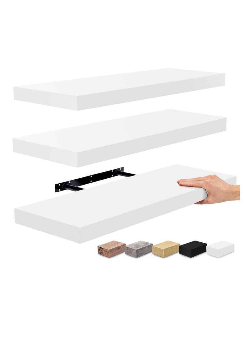 Floating Shelves for Wall - 24 Inch Wall Shelves for Bedroom, Kitchen Decor, Bathroom Shelves - 3 Black Floating Shelves for Wall Decor, Books, Storage - Wall Mounted with Invisible Brackets  - Image 1