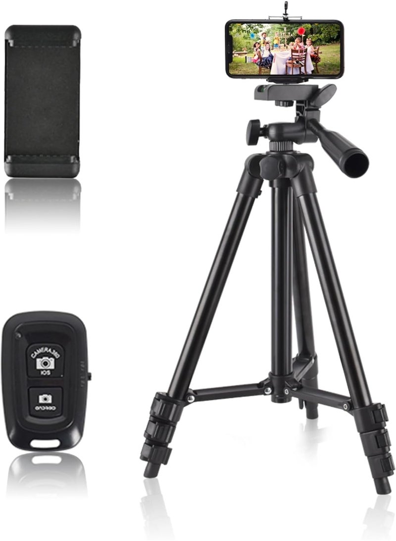 Lightweight Smart Phone Tripod Stand, 40"" Aluminum Portable Extendable Travel Phone Tripod Stand with Phone Holder, Shutter, Carrying Bag, Perfect for Selfies/Live Stream/Vlogging/Video Recording  - Image 1