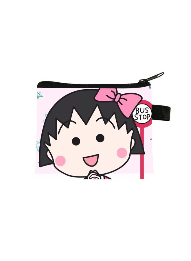 Chibi Maruko-chan Coin Purse Kidsren's Large-capacity Key Card Holder Polyester Cartoon Portable Small Wallet Bag