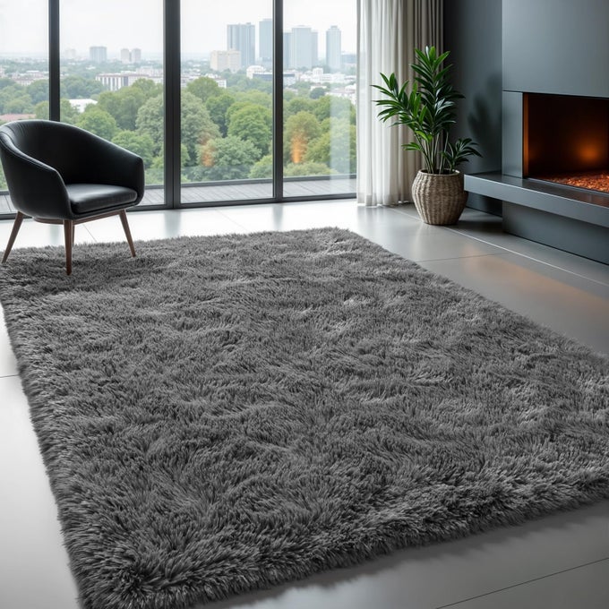AREA RUGS FOR LIVING ROOM GREY RUGS FOR BEDROOM LARGE 5X8 CARPET FLUFFY FURRY SOFT SHAG AESTHETIC PLUSH HIGH PILE GRAY THROW RUG FOR NURSERY KIDS ROOM DORM