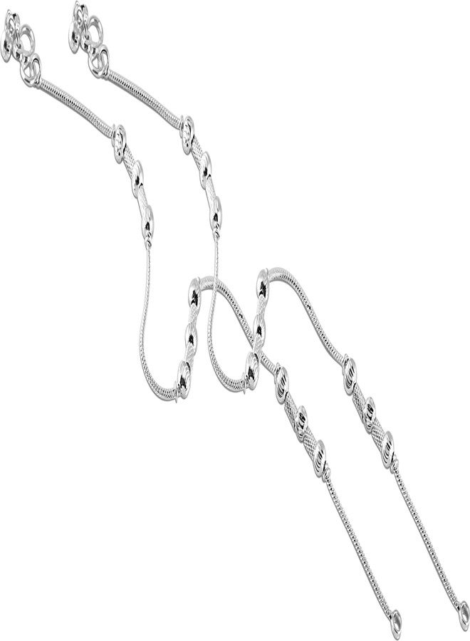 Lila Jewellery for All Occassions Traditional White Metal Anklet Payal Pair for Women Girls (1 Pair) - Image 2