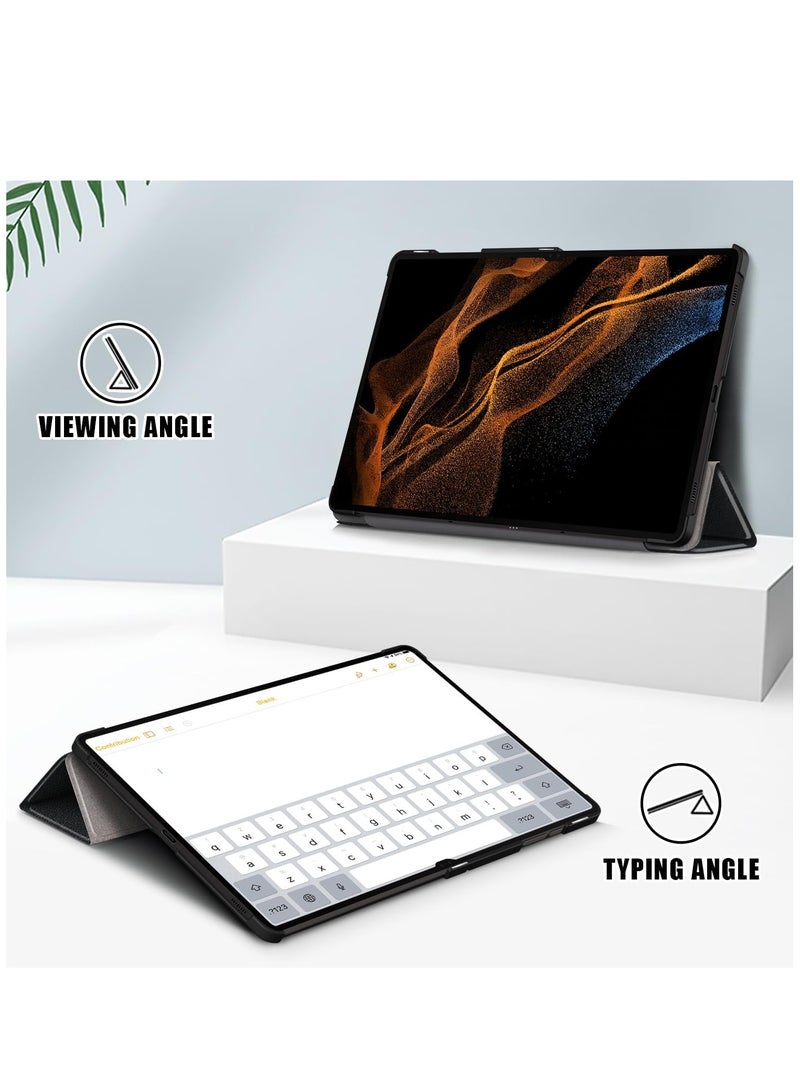 DUSALA Case Compatible with Samsung Galaxy Tab S9 Ultra 14.6 Inch 2023 Case Ultra Slim Fit Shell Auto Sleep Wake Protective Multi Angle Viewing Stand Case (Black) - Image 3