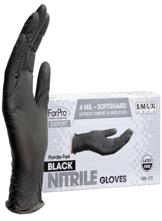 فوربرو بروفيشنال كوليكشن قفازات النتريل للاستخدام مرة واحدة من فوربرو إكسبيرت سوفت جارد، راحة وحماية فائقة، خالية من البودرة، خالية من اللاتكس، غير معقمة، آمنة للطعام، 4 مل، أسود، متوسط، 100 قطعة - Image 1