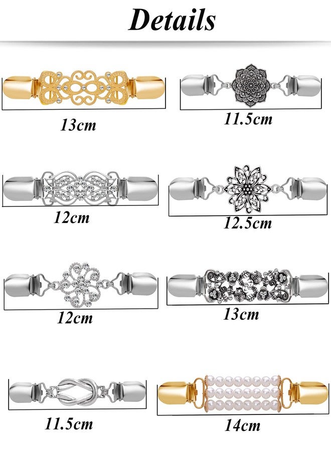Tornito 8Pcs Vintage Sweater Shawl Clips Retro Collar Dresses Cardigan Clip Antique Flower Pattern Brooch Clip for Women - Image 2