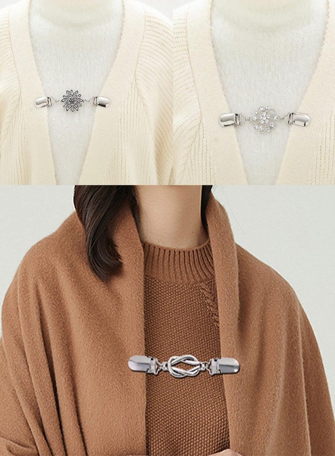 Tornito 8Pcs Vintage Sweater Shawl Clips Retro Collar Dresses Cardigan Clip Antique Flower Pattern Brooch Clip for Women - Image 4