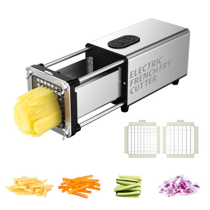 ELECTRIC FRENCH FRY CUTTER AUTOMATIC POTATO CUTTER STAINLESS STEEL WITH 12 38 INCH BLADEVEGETABLE CUTTERCOMMERCIAL AND HOUSEHOLD POTATO SLICER USE FOR POTATOES ONION CUCUMBERS