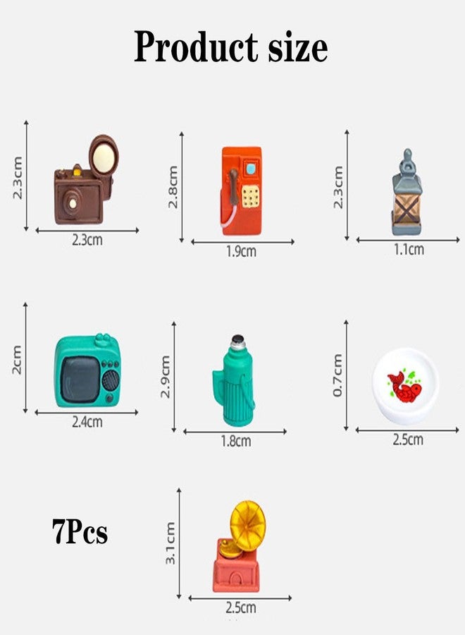 XFSAFDM 7Pcs Miniature Decorative Items, Retro Resin Ornaments for Home Decor, Garden Decoration, Car Dashboard, Gift Giving, Fairy Garden and Dollhouse Accessories - Image 2