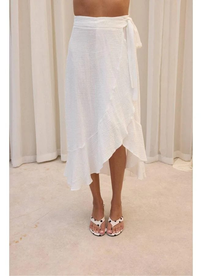 Bohemai  Adelina White Muslin Crop Skirt Set. for Women | Best Price UAE