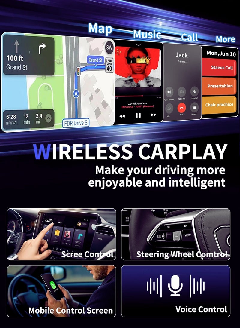Chillspace 2-in-1 Wireless CarPlay & Android Auto Adapter, Zero Latency CarPlay Wired to Wireless, Fast Auto-Connect, No Delay, Compact Design for iPhone & Android with USB/USB-C Port(L8 Purple) - Image 3
