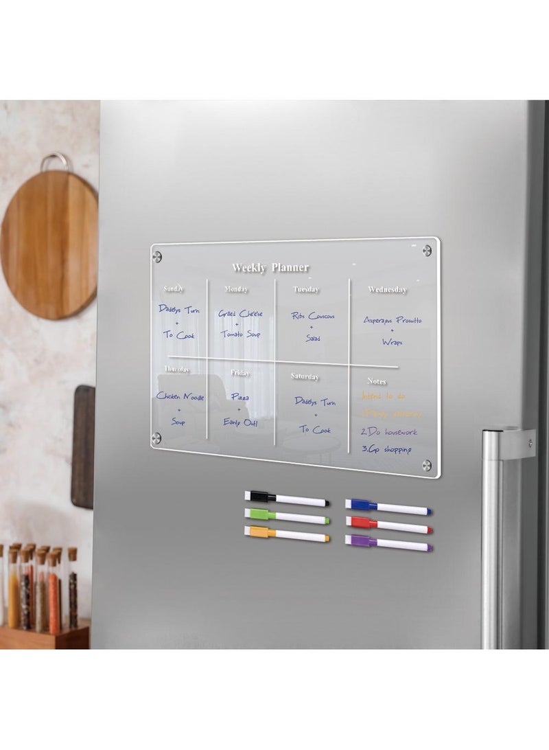 Magnetic Transparent Acrylic Week Plan Memo Message Board Erasable Magnetic Refrigerator Sticker - Image 1