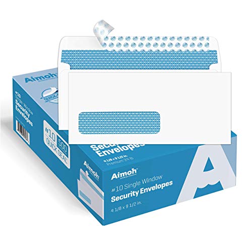 Aimoh 500#10 Single Left Window SELF Seal Security Envelopes - Super Strong Quick-Seal Self Sealing Closure, Security Tinted, Size 4-1/8 x 9-1/2 Inches, 24 LB - 500 Count (35210) - Image 1