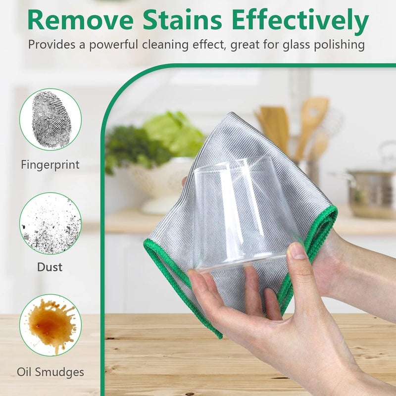 Airlab Glass Polishing Cloth Streak Free Miracle Cleaning Cloth Lint Free Microfiber Cleaning Rags for Glasses Kitchen Dish Mirrors Easy Clean, Pack of 6, 12" x 12" - Image 2