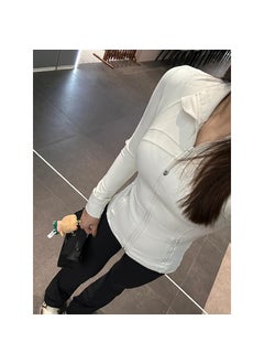 Womens Yoga Suit Jacket 2025 New Slimming Smooths Your Silhouette Top Sports Tight Riding Fitness Wear Pilates Wear White protein stand collar