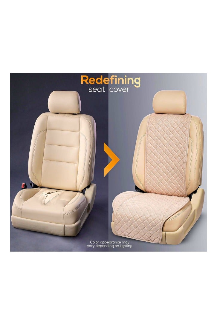 Chase Up Linen Car Seat Cover for All Seasons Soft & Breathable Front Premium Covers with Non-Slip Protector Universal Fits Most Automotive, Van, SUV, Truck - 1 Unit - Image 2