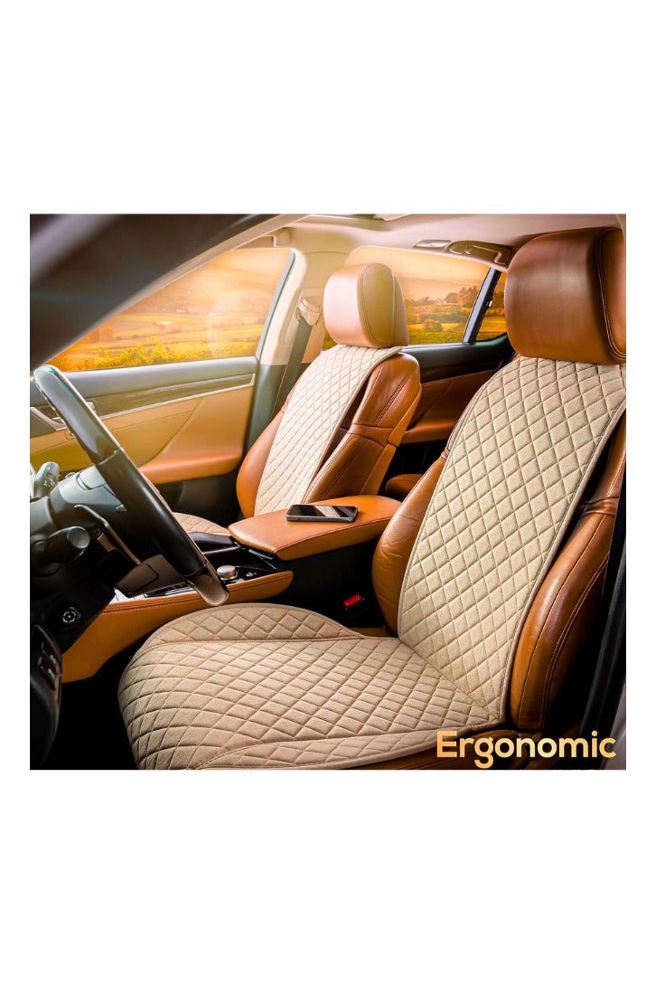 Chase Up Linen Car Seat Cover for All Seasons Soft & Breathable Front Premium Covers with Non-Slip Protector Universal Fits Most Automotive, Van, SUV, Truck - 1 Unit - Image 3