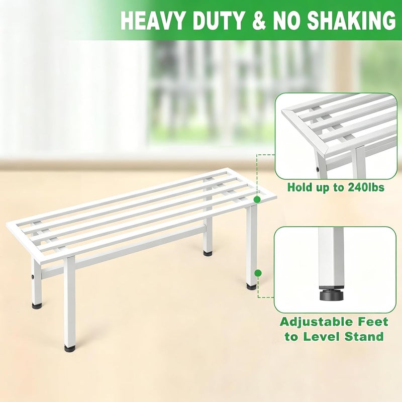 Dipion 2 Pack Metal Plant Stand Outdoor Plant Shelf Indoor,1 Tier Heavy Duty Plant Stands for Multiple Plants,26" L x 10.12" H x 8.75" W,White - Image 3
