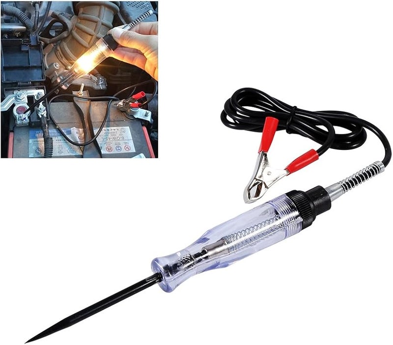 Carbon Steel 12V 24V DC Automotive Circuit Tester Pen with Long Probe Light Bulb - Image 4