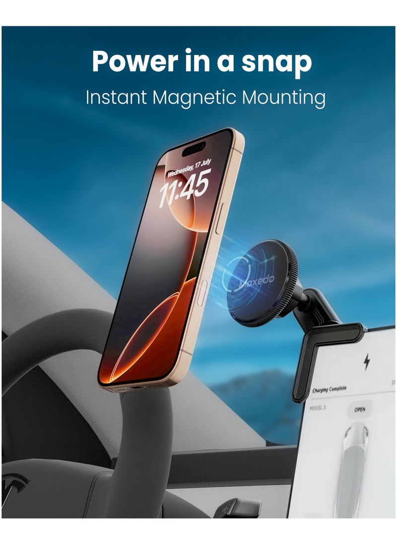 Moxedo Moxedo Clip-On Magnetic Bracket Floating Screen Magnetic Phone Holder 90° Base Angle with Adhesive Metal Plates  - Image 3