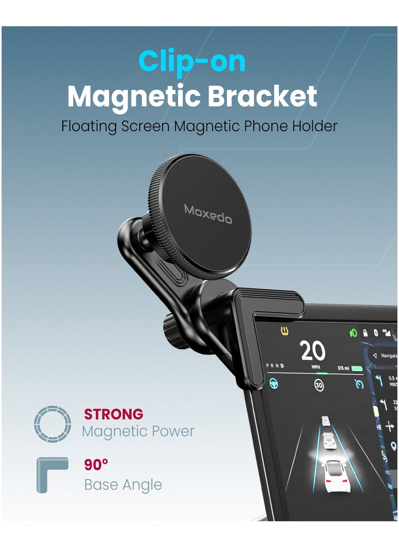 Moxedo Moxedo Clip-On Magnetic Bracket Floating Screen Magnetic Phone Holder 90° Base Angle with Adhesive Metal Plates  - Image 4