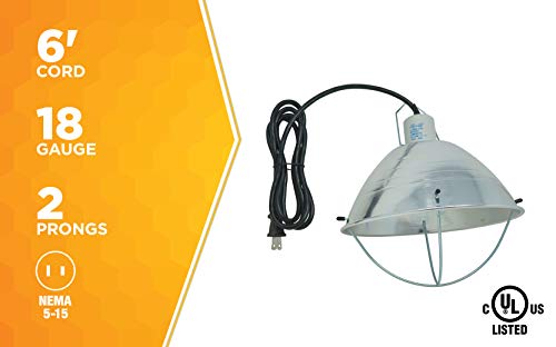 Woods 0165 Brooder Lamp with Bulb Guard;10.5 Inch Reflector and 6 Foot Cord (250 Watt; 18/2 SJTW); 0 - Image 5