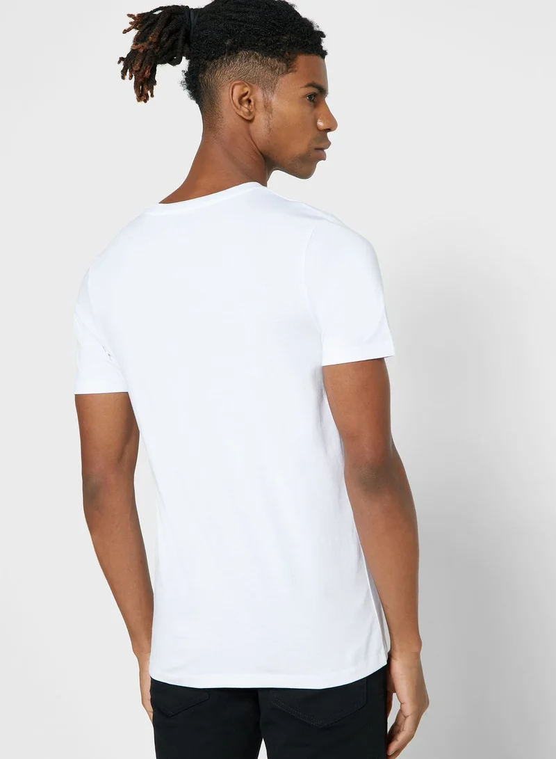 JACK & JONES Beard Print Slim Fit Crew Neck T-Shirt