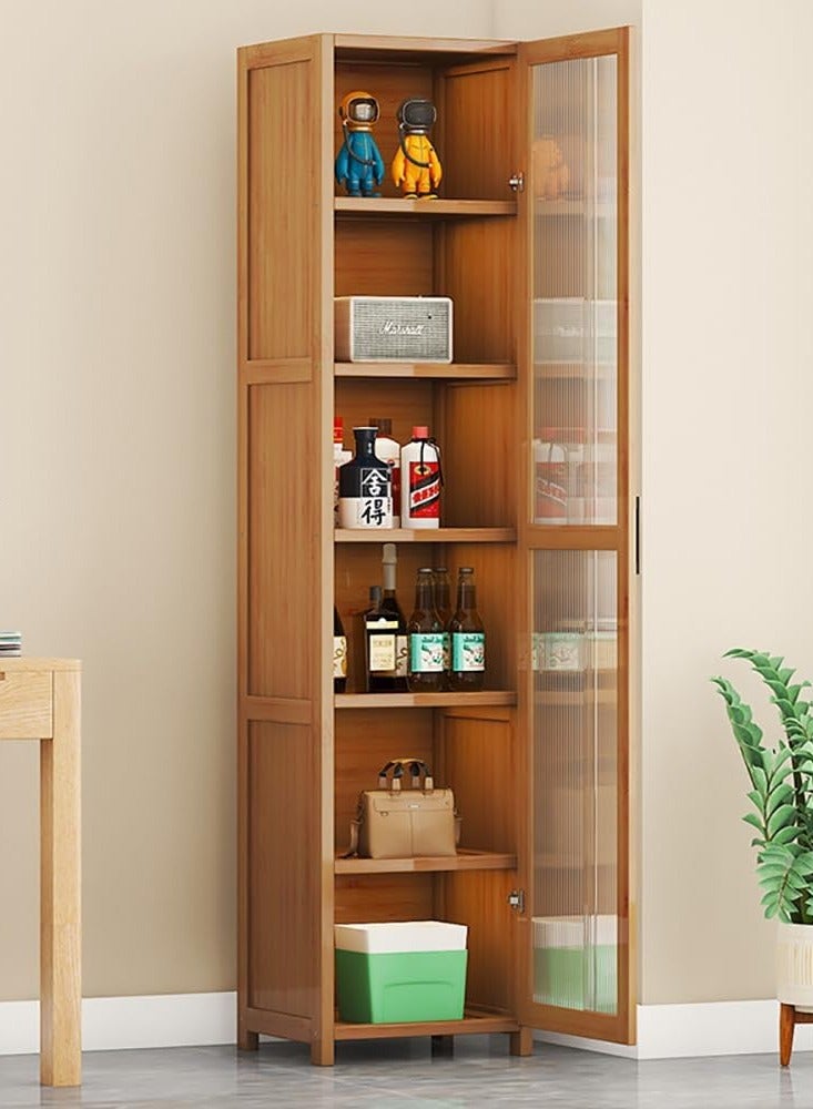 Kitchen Storage Cabinet 7 Tier Storage Rack Sideboard Cabinet Floor Display Cupboard with Clear Door Dustproof Bookshelf Kitchen Cupboard for Microwave Oven, Tableware and Kitchen Utensils（30*31*190CM） - Image 2