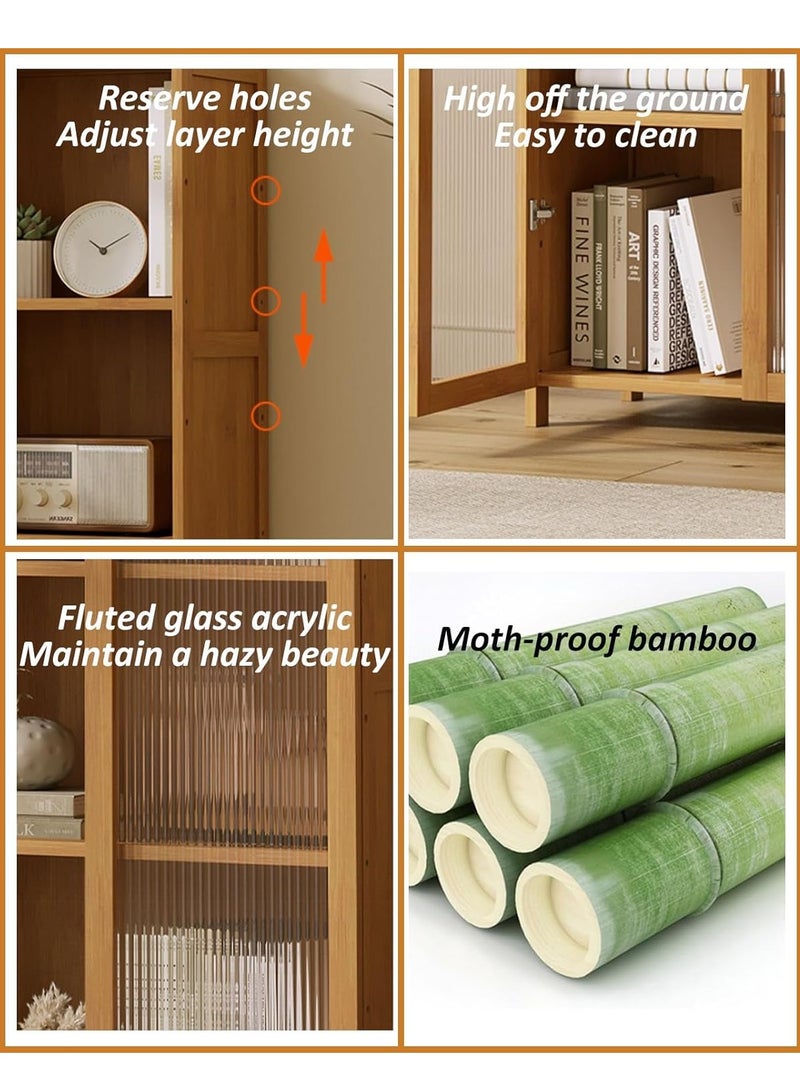 Kitchen Storage Cabinet 7 Tier Storage Rack Sideboard Cabinet Floor Display Cupboard with Clear Door Dustproof Bookshelf Kitchen Cupboard for Microwave Oven, Tableware and Kitchen Utensils（30*31*190CM） - Image 3