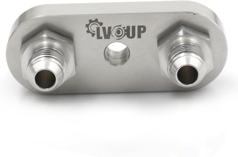 LVOUP Transmission Cooler Line Adapter Plate 551121-6AN for 6L80E 6L90E 8L90E with Gasket and 6AN Fittings - Silver - Image 3
