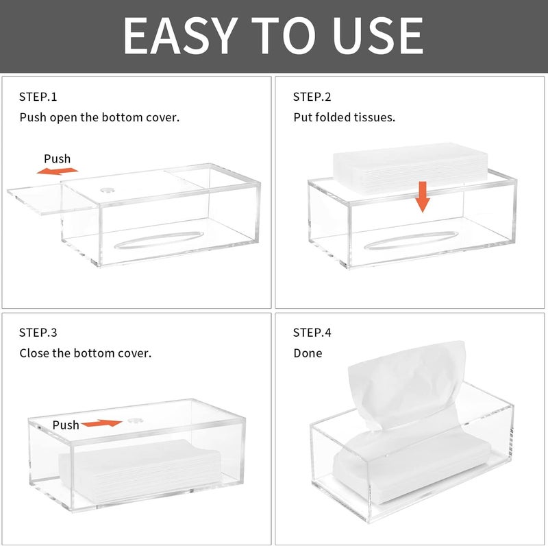 PITBVO Acrylic Tissue Box Cover, 5mm Thicker Clear Tissue Box Holder, Dispenser Holder Case Dryer Sheet Holder for Car, Bathroom, Kitchen, Office, Living Room, Home, Laundry, Counter and Table - Image 3