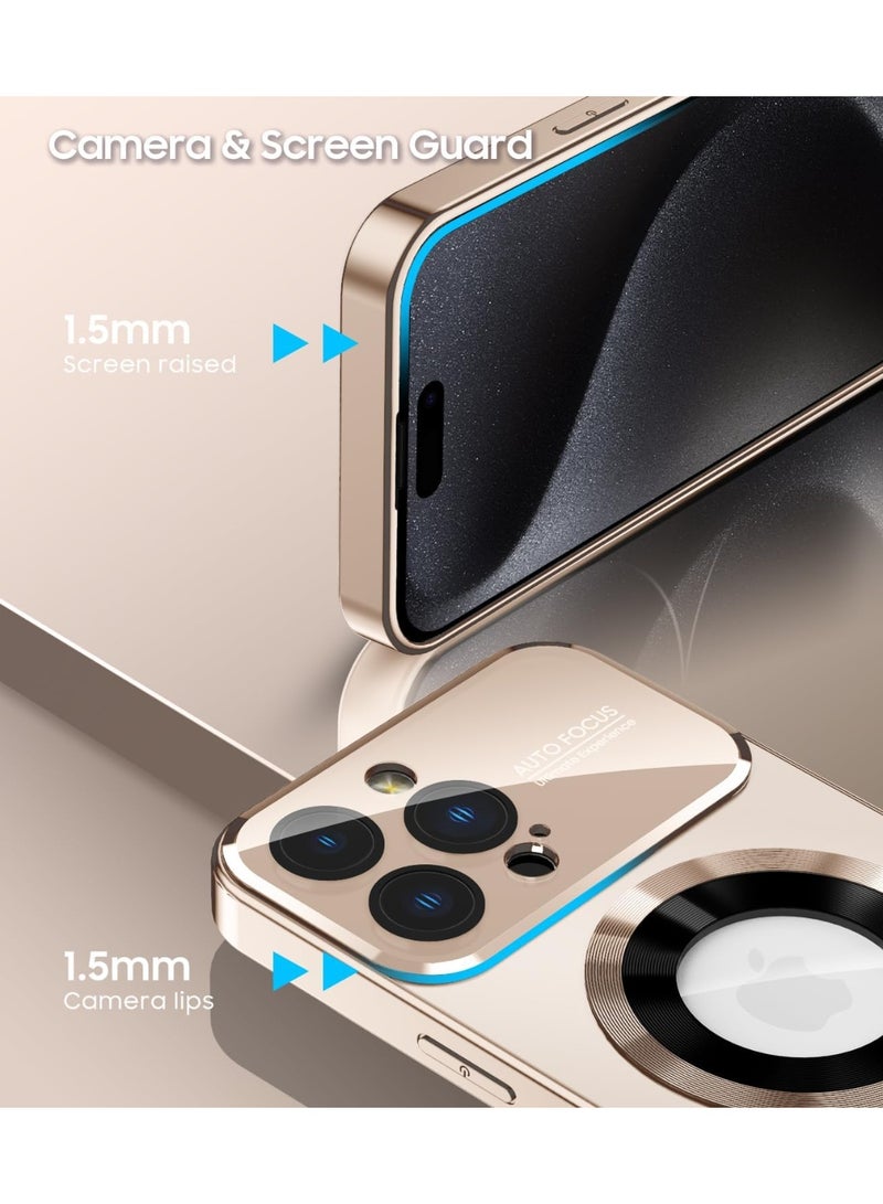 Stylish Large Window Case for iPhone 16 Pro Max - Compatible with MagSafe Slim Matte Finish Shockproof Phone Case with Showcase, Full Camera Lens Protection, Anti-Fingerprint Dustproof TPU Cover (Gold) - Image 4