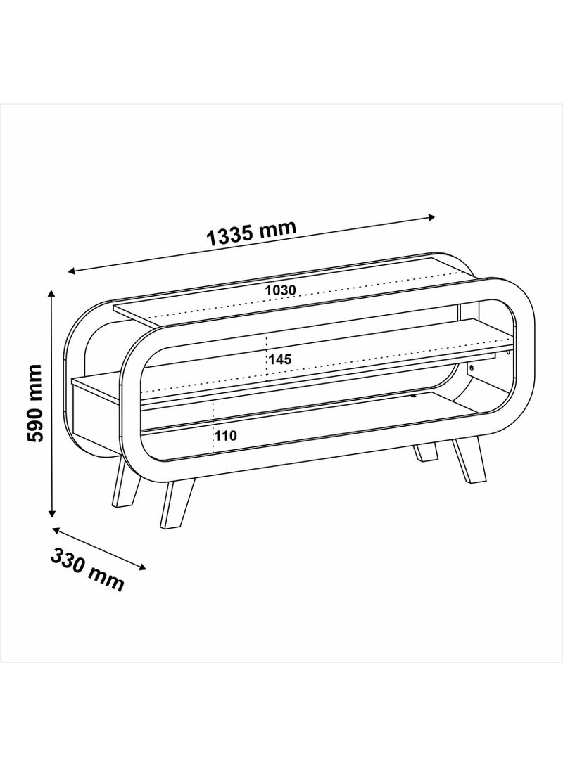 Pilati 50" Modern TV Rack. 140 x 46.5 x 9 cm. Cherry Color - Image 3