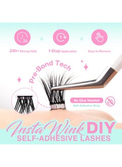 Calailis Self Adhesive Eyelashes 72Pcs D Curl No Glue Needed Wispy Lash Clusters Press On Diy Cluster Lashes Pre Glued Reusable Glueless Eyelash Clusters Kit With Tweezers For Beginners (Zbp10)  - Image 2
