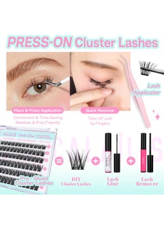 Calailis Self Adhesive Eyelashes 72Pcs D Curl No Glue Needed Wispy Lash Clusters Press On Diy Cluster Lashes Pre Glued Reusable Glueless Eyelash Clusters Kit With Tweezers For Beginners (Zbp10)  - Image 3
