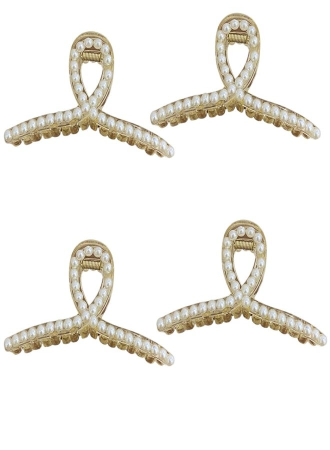 FREEBIES Hair Claw Clips Gold Hair Claws Nonslip Metal Hair Clips Strong Hold Hair Clamps Hair Accessories for Women and Girls (Pack of 4) - Image 2
