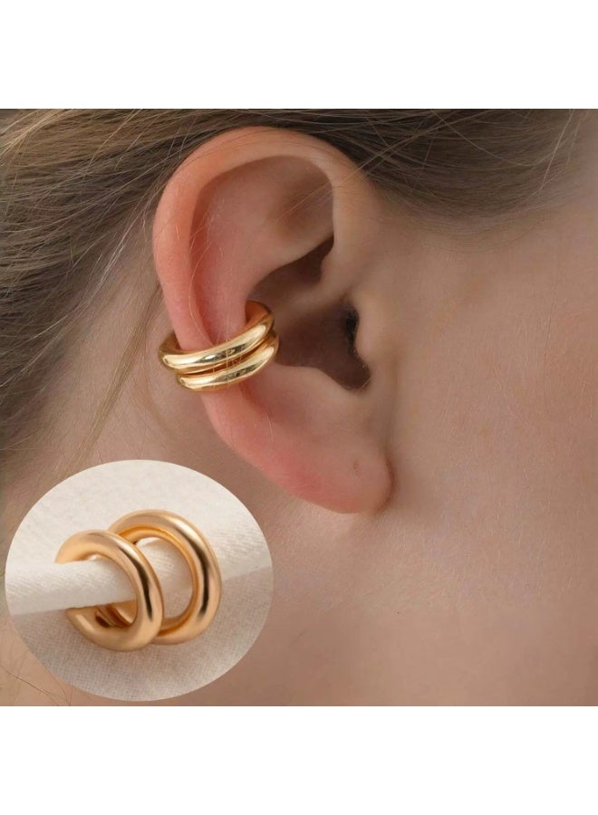 Goolsky European & American Style C-Shaped Clip-On Earrings for Women – Minimalist Chic Ear Cuffs, No Piercing Anti-Tarnish, Daily Wear/Parties Fashion Look - Image 1
