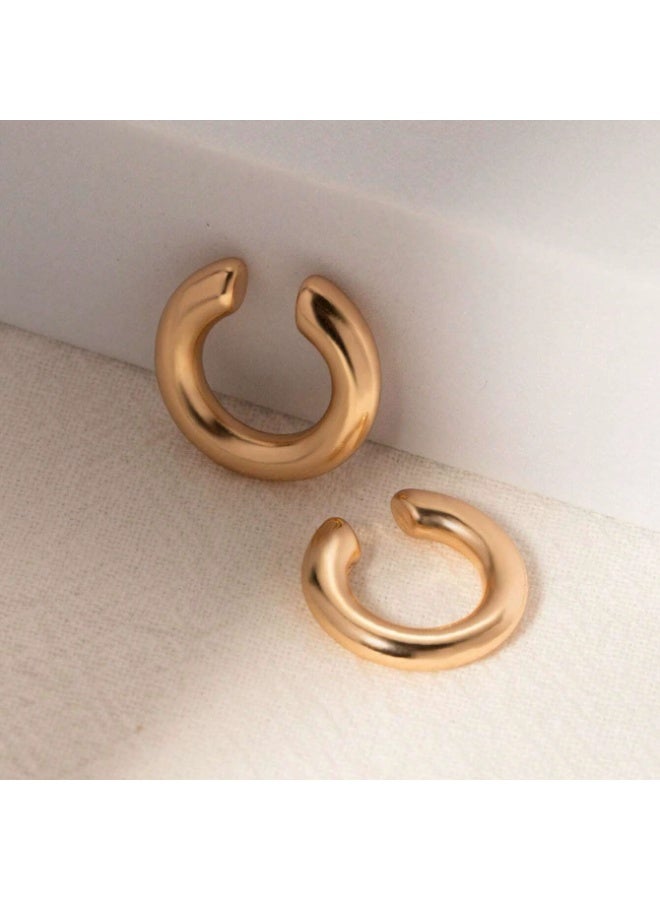 Goolsky European & American Style C-Shaped Clip-On Earrings for Women – Minimalist Chic Ear Cuffs, No Piercing Anti-Tarnish, Daily Wear/Parties Fashion Look - Image 2