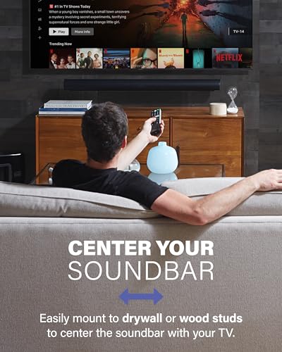 SANUS Extendable Soundbar Wall Mount for Sonos Arc & Sonos Arc Ultra Soundbar – 5” Depth Adjustment Optimized for Dolby Atmos - Black Speaker Mount - Image 5