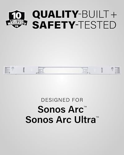 SANUS Extendable Soundbar Wall Mount for Sonos Arc & Sonos Arc Ultra Soundbar – 5” Depth Adjustment Optimized for Dolby Atmos - Black Speaker Mount - Image 3