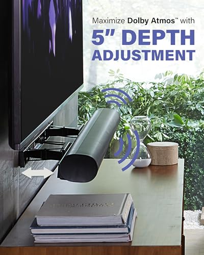 SANUS Extendable Soundbar Wall Mount for Sonos Arc & Sonos Arc Ultra Soundbar – 5” Depth Adjustment Optimized for Dolby Atmos - Black Speaker Mount - Image 4