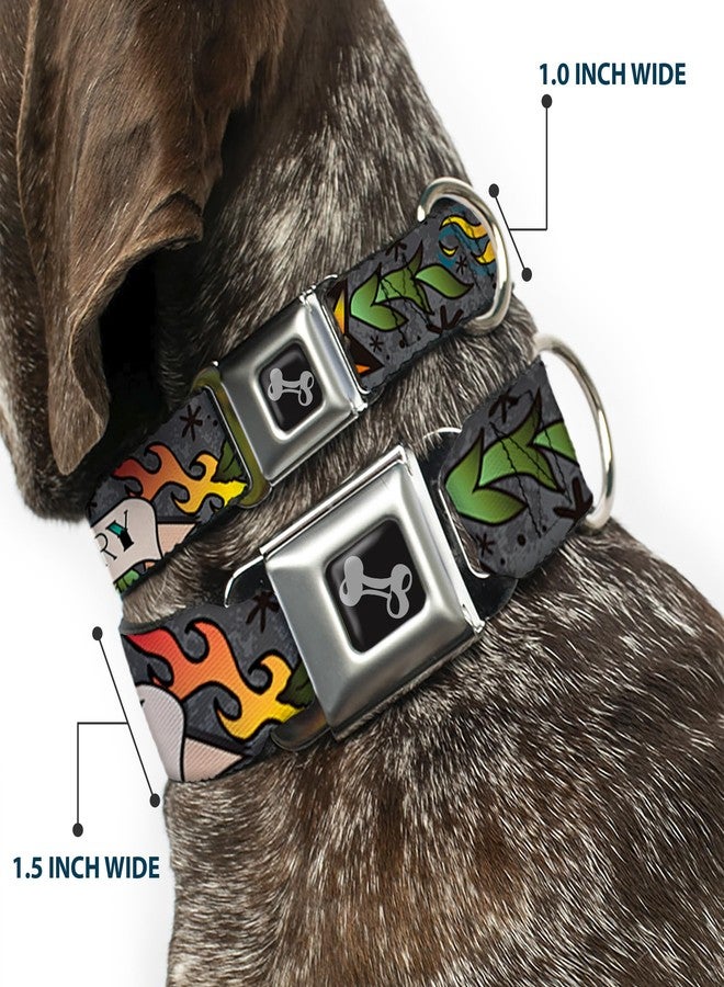 Buckle Down Buckle-Down Dog Collar Seatbelt Buckle Death Or Glory Gray 11 to 17 Inches 1.0 Inch Wide, Multicolor, DC-W30410-M - Image 2
