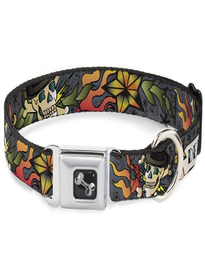 Buckle Down Buckle-Down Dog Collar Seatbelt Buckle Death Or Glory Gray 11 to 17 Inches 1.0 Inch Wide, Multicolor, DC-W30410-M - Image 1